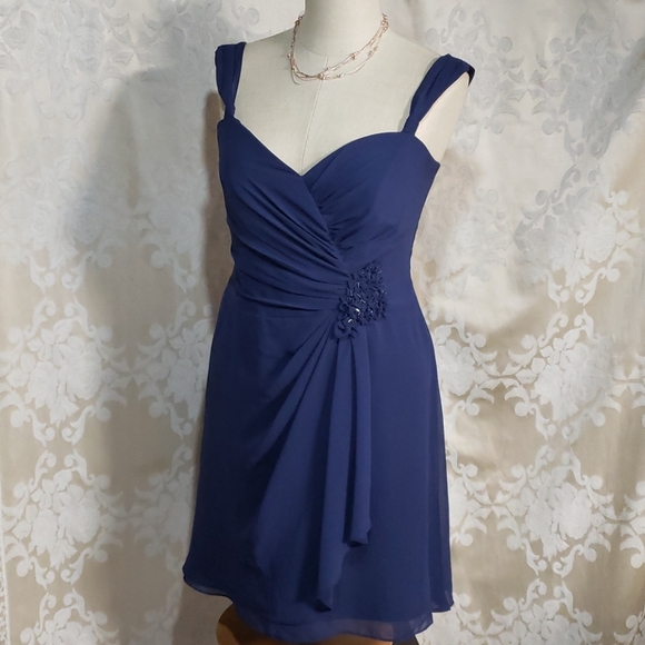 David's Bridal Dresses & Skirts - ^David’s Bridal Periwinkle Chiffon Floral Dress
